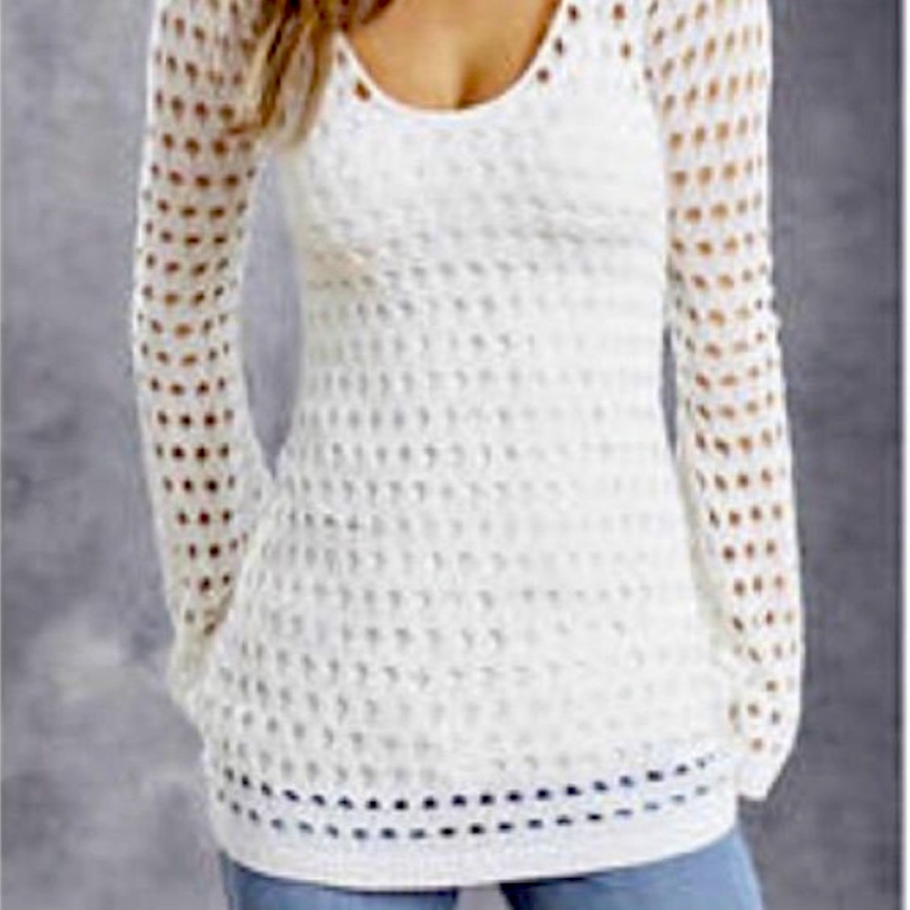 Open stitch bell sleeve tunic